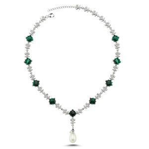 One Love Green Natural Stone Pearl Necklace